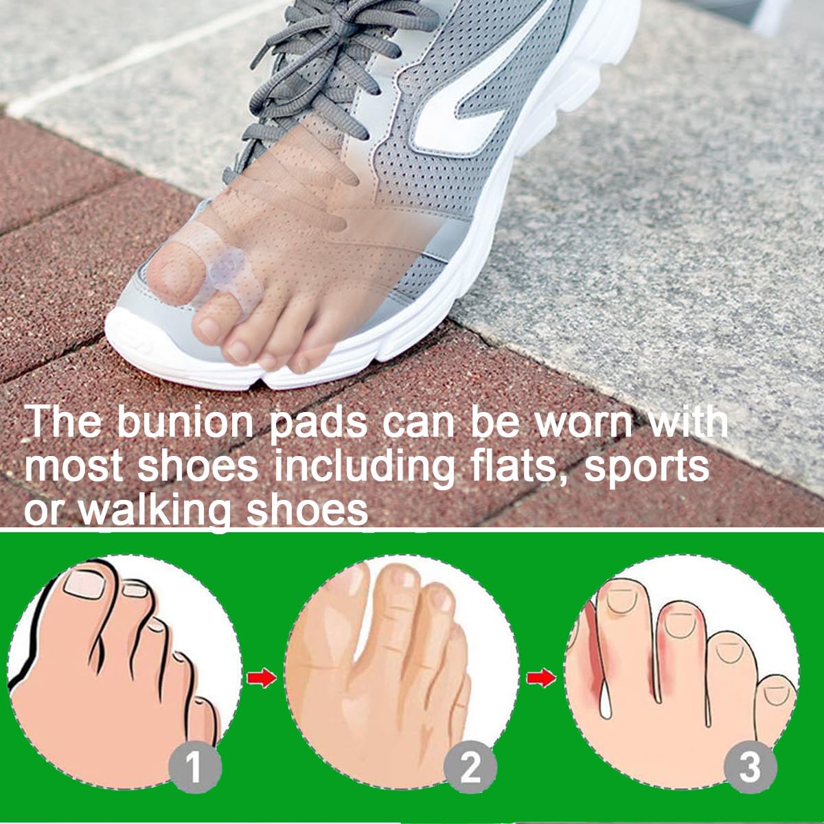 10 Pieces Bunion Corrector for Overlapping Toes, Silicone Toe Separators with 2 Loops, Big Toe Spacer Suitable for Bunion and Corrector and Spacer