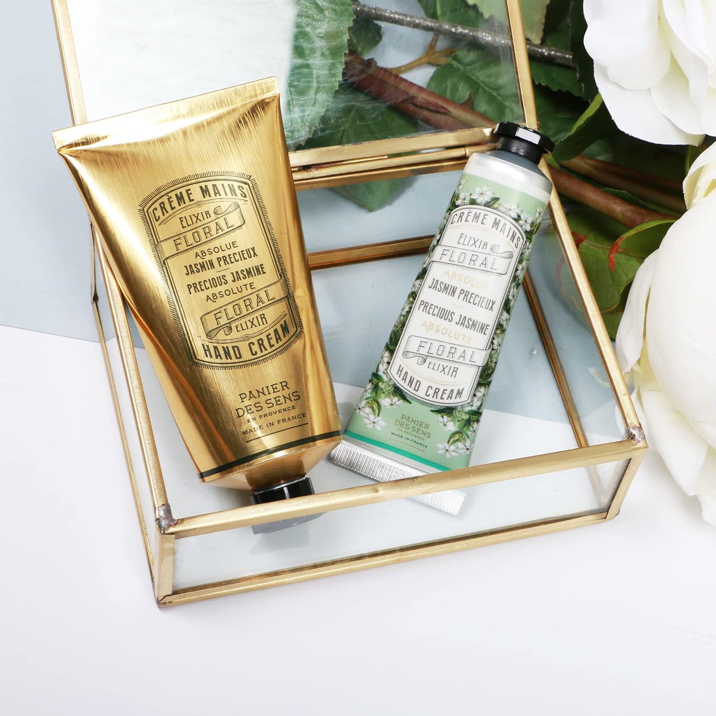 Panier des Sens Jasmin Hand Cream - Nourishing Shea Butter Hand Cream for Dry Cracked Hands 97% Natural Ingredients - Dermatologically Tested Hand Lotion for Woman Made in France, 2.5 fl oz