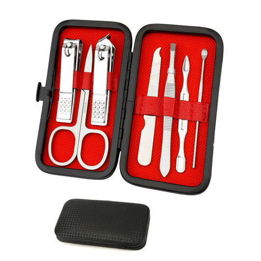 Manicure Set, Nail Clipper Set 7 in 1 Manicure Kit Stainless Steel Nail Clipper Kit Pedicure Kit Portable Nail Grooming Kit Fingernail Toenail Clippers for Men Husband Boyfriend Women Silver