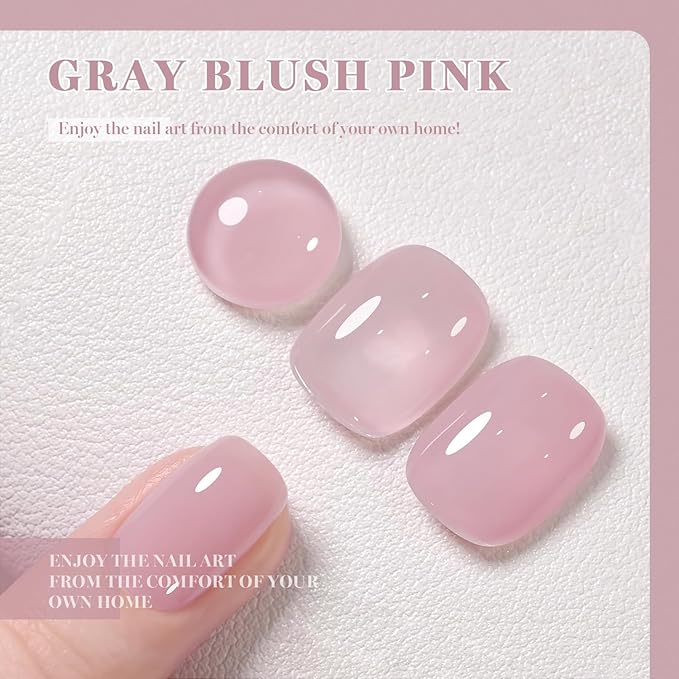 RARJSM Nude Gray Blush Pink Gel Nail Polish Neutral Skin Tone Sheer Jelly Gelpolish 1PC 15ml Single Bottle Creamy Transparent Natural Nudegel Polish Soak off Cured for Home Salon French Manicure
