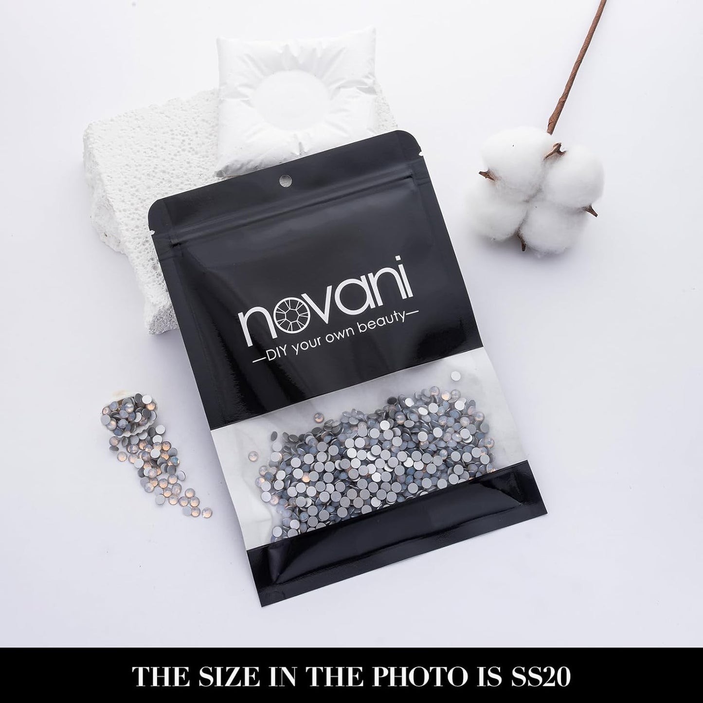 Novani 3000 Pieces Flatback Rhinestones Glass Round Gems White Opal Crystals for Nail Art DIY Crafts Clothes Shoes,SS20,4.6-4.8mm