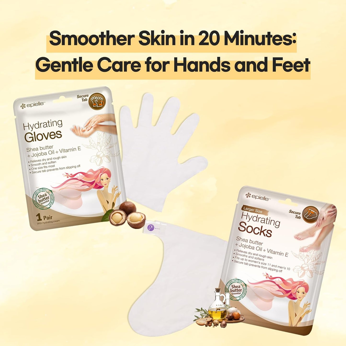 Epielle Hydrating Hand Mask 6 Pairs, Deep Moisturizing Gloves for Dry, Cracked Hands, Self Care Gifts for Women, Spa Kit, Stocking Stuffers, Thanksgiving Essentials