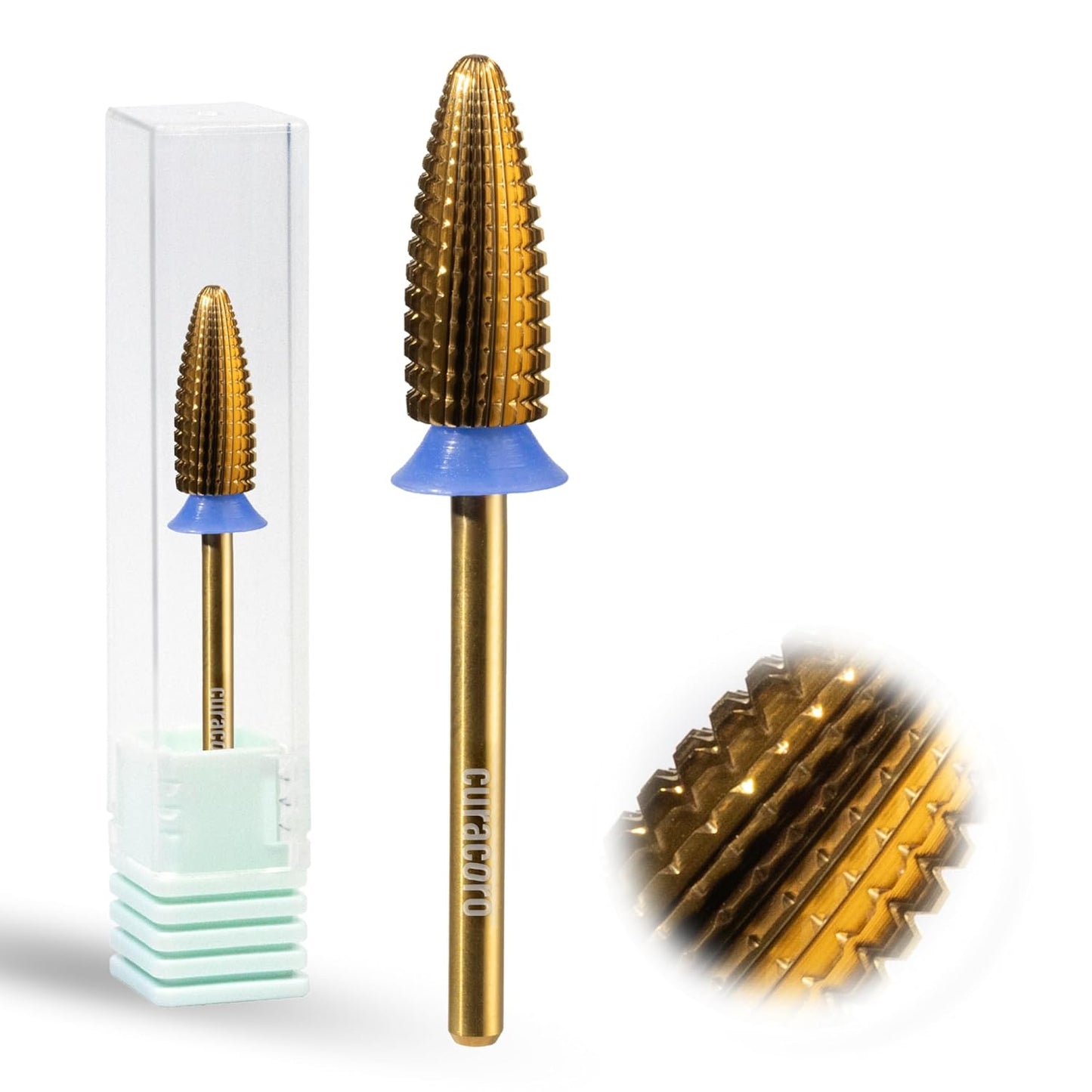 Curacoro Nail Drill Bits 3/32'' - Typhoon Bits, 2 Way, Carbide Bit (Medium) for Professional Finish, Fast Remove, Refine & Smooth Acrylic or Gel Nails, Precise & Easy Control, Nail Art Salon & Home
