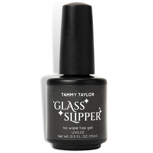 Tammy Taylor Glass Slipper No Wipe Gel Top Coat Nail Polish, Professional UV/LED Quick Cure Manicure Finish, Non Yellowing, No Chip, High Gloss Clear Gel Polish for Acrylic Tips and Gelegance