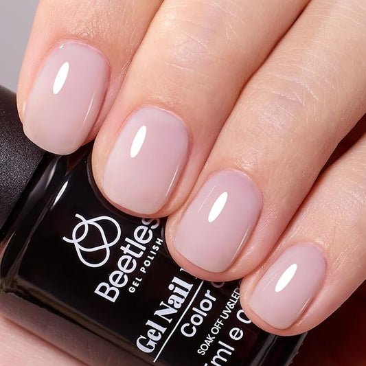 Beetles Nude Gel Nail Polish - 15ml Nude Purple Jelly Gel Polish Neutral Nail Polish Nail Concealer Sheer Translucent Effect Soak Off UV French Nail Art Manicure Salon DIY Gifts for Women