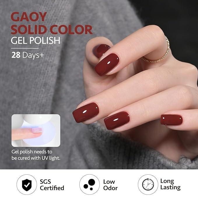 GAOY Red Gel Nail Polish, 16ml Soak Off Gel Polish, UV Light Cure for Nail Art DIY Manicure at Home, 2014 Mud Red