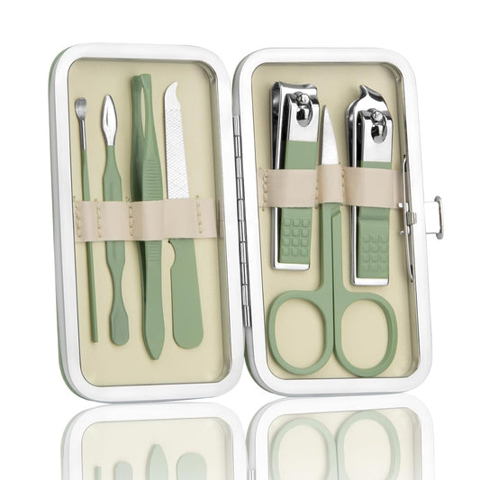 Manicure Kit for Men Women Nail Clippers Pedicure Tools Kit Travel Nail File Toe Set Finger Grooming Kits Christmas Birthday Gifts Ideas Stocking Stuffers Kids Adults Teens Boys Girls Friends(Green)