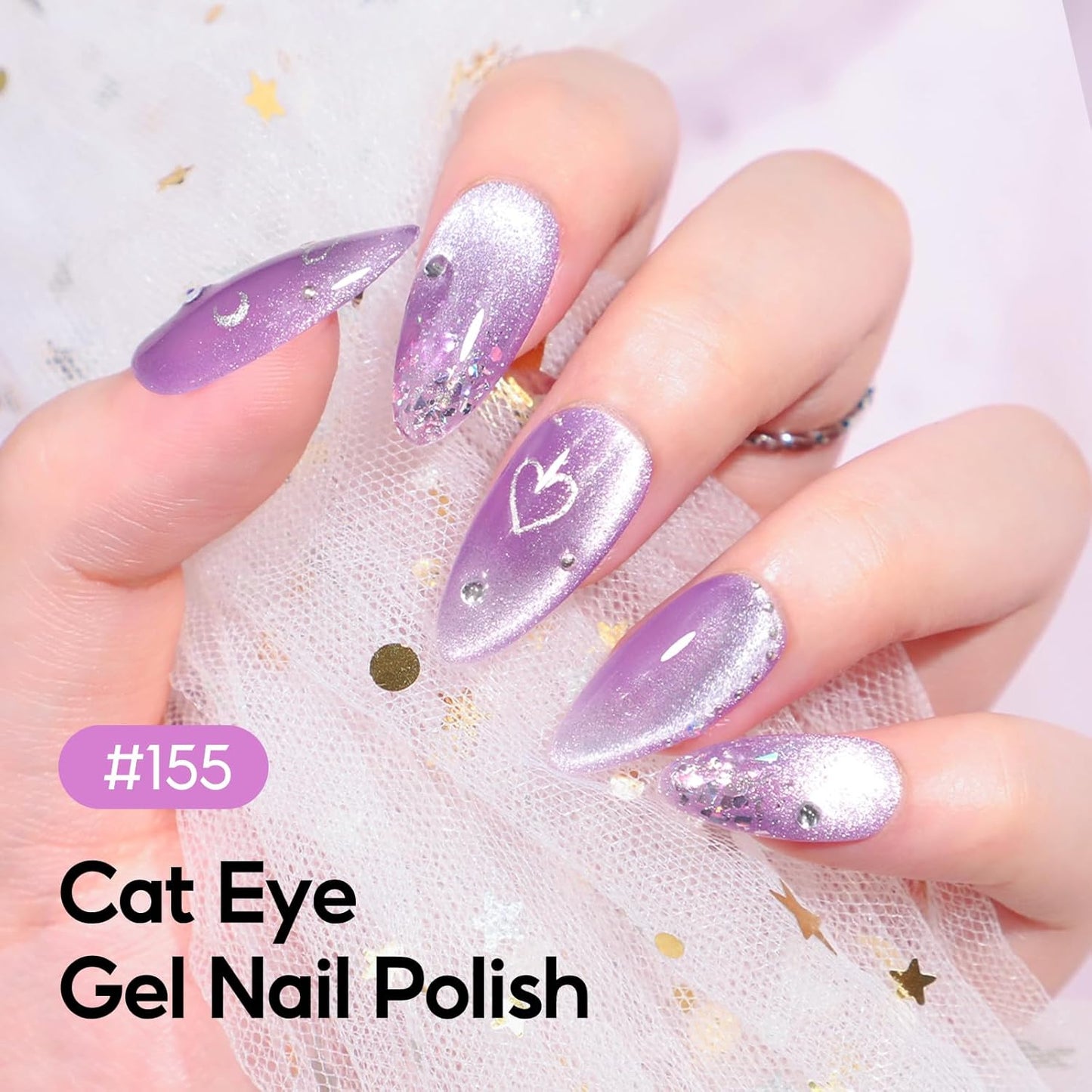 PEACECOLOR Cat Eye Gel Nail Polish Set, 6 Colors Blue Green Pink Glitter Manicure Starter Kit for Salon Need Lamp Curing Nail Art DIY at Home1