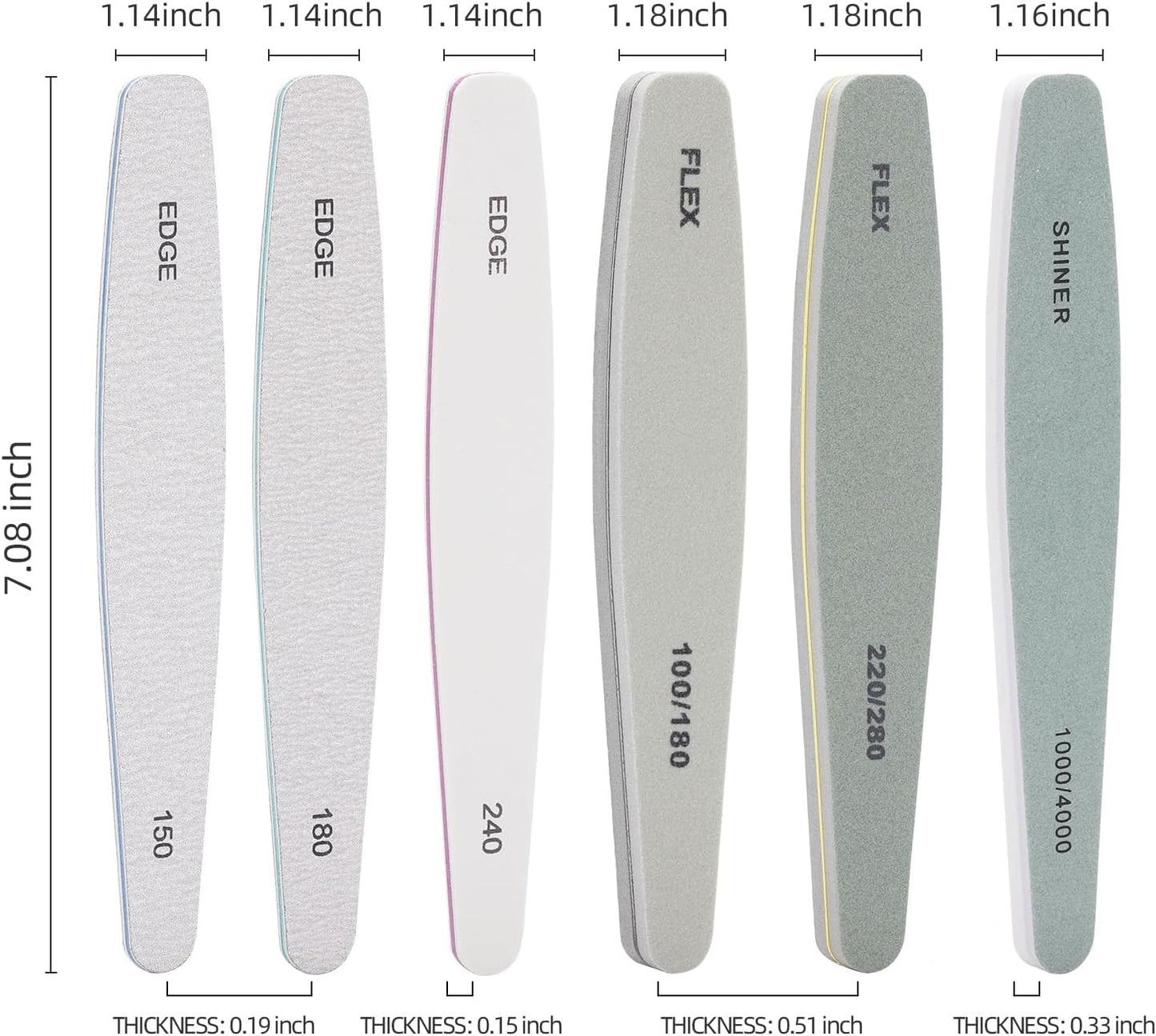 BTYMS 12 Pcs Nail Files and Buffers for Acrylic Nails and Natural Nails, 150,180, 240, 100/180,220/280, 1000/4000 Grits