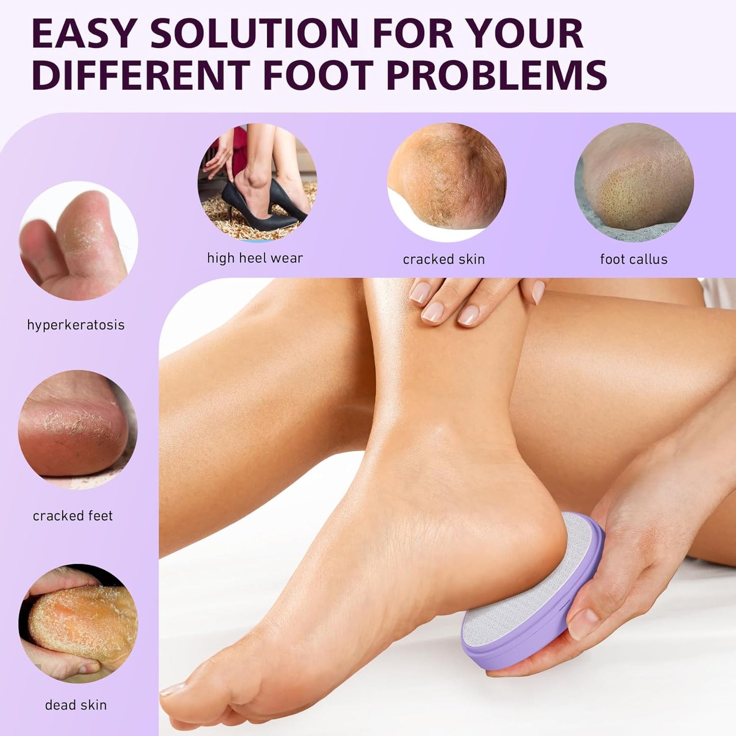 BALUCA Glass Foot File Callus Remover for Feet - Nano Glass Foot Scraper Scrubber Dead Skin Removal for Cracked Heels,Professional Pedicure Tool for Home, Salon, and Travel (Purple)