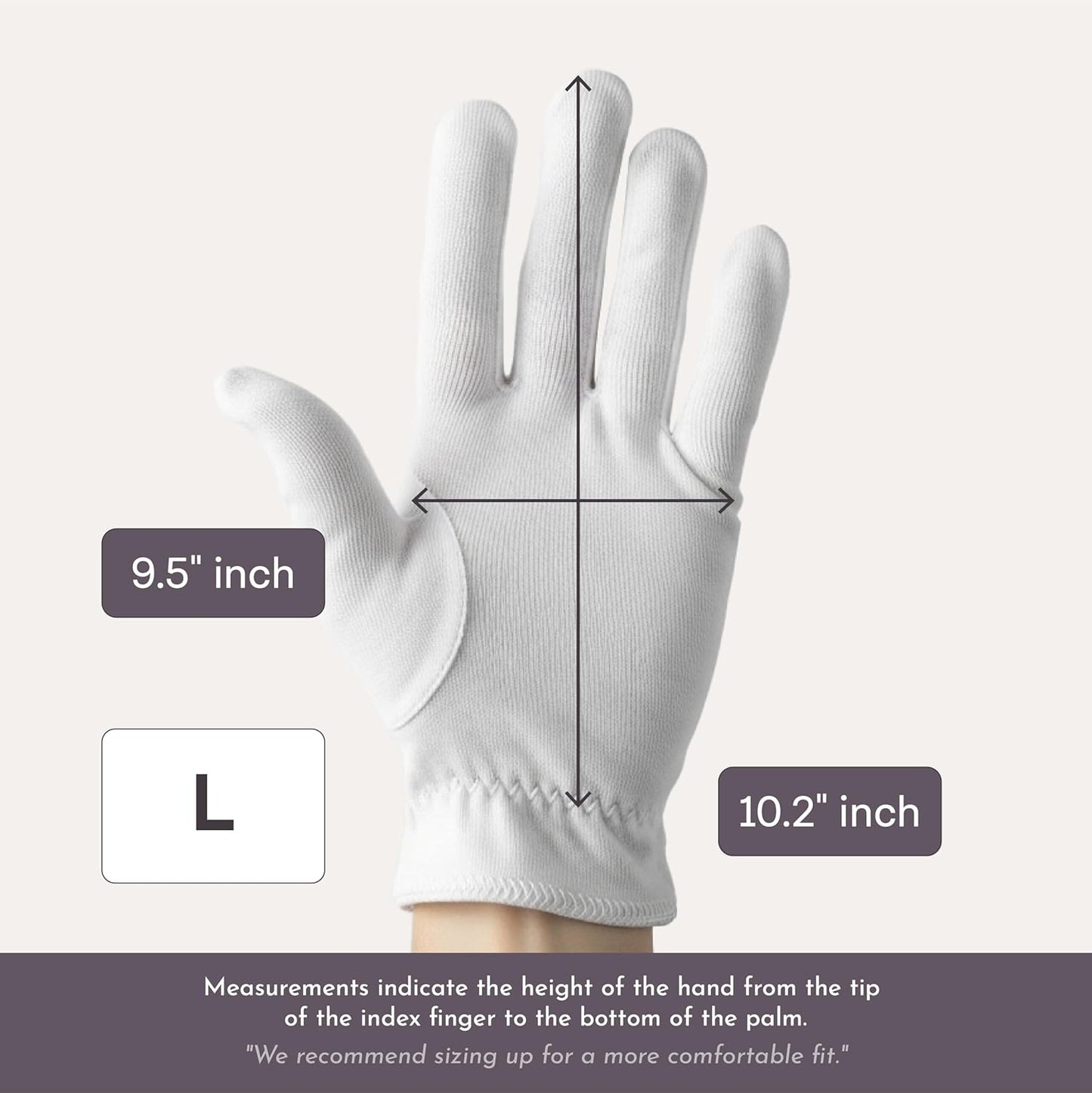4 Pairs Cottonnerie Basics Cotton Gloves for Dry Hands Sleeping, Moisturizing Gloves Overnight, Hand Moisturizer Gloves, Moisture Gloves for Dry Hands Overnight, Sleeping Gloves, Large
