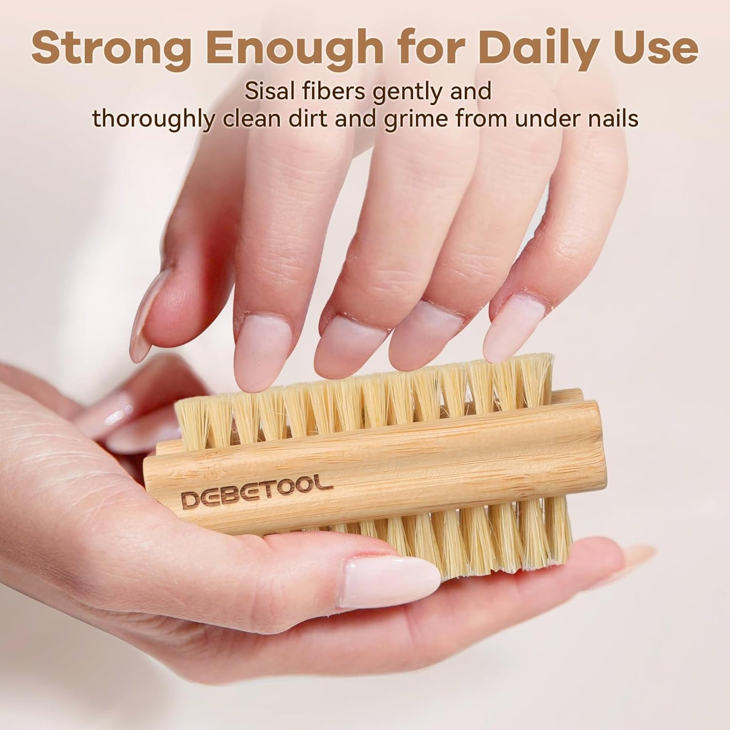 Bamboo Nail Brush- 3PCS Wooden Firm Nail Brush for Cleaning Fingernails,Two-Side Nail Scrubber Brush for Cleaning Under Nails