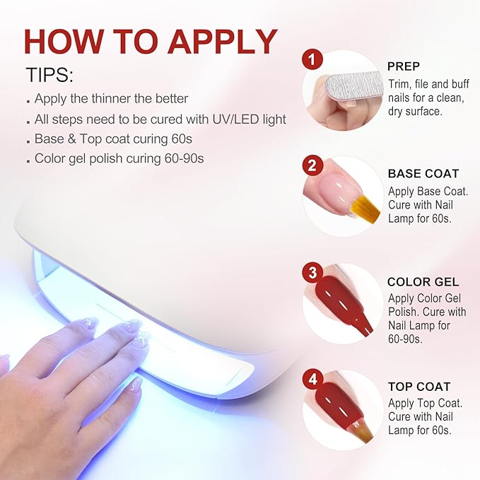 VENALISA 10 ML Orange Pink Gel Nail Polish Set with DIY Nail tips Kit, 5 Pcs Glitter Gel Polish Color High Gloss Soak Off U V Nail Manicure Salon DIY