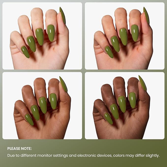 Beetles Olive Green Gel Nail Polish, 15ml Fall Army Green Earth Tone Gel Polish Long-Lasting Soak Off Manicure for DIY Nail Art