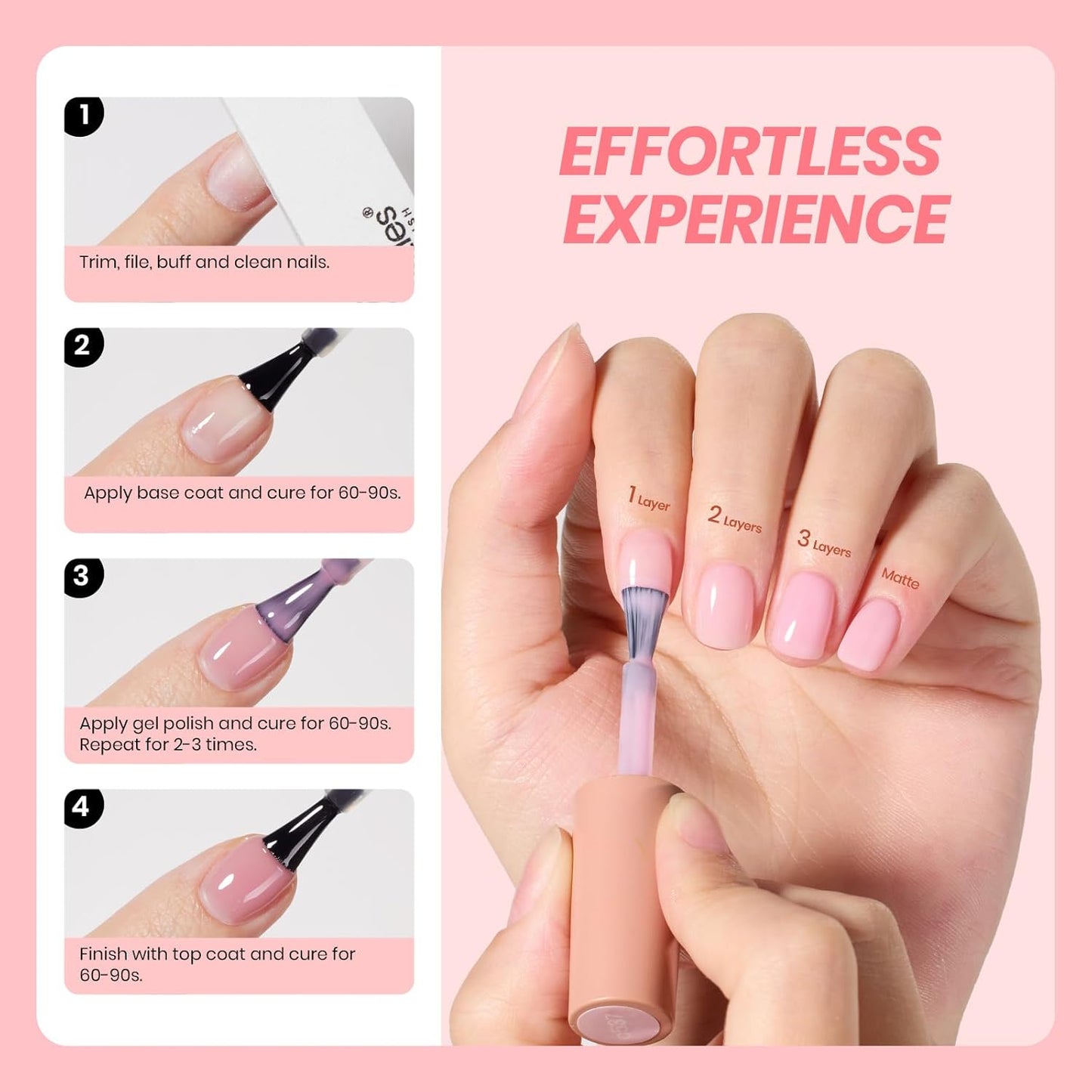 Beetles Nude Gel Nail Polish Set - 6 Colors Nude Pink Jelly Gel Polish Kit Neutral Shimmer Translucent Sheer Gel Soak off Uv Nail Concealer French Nail Art Manicure Gift for Women
