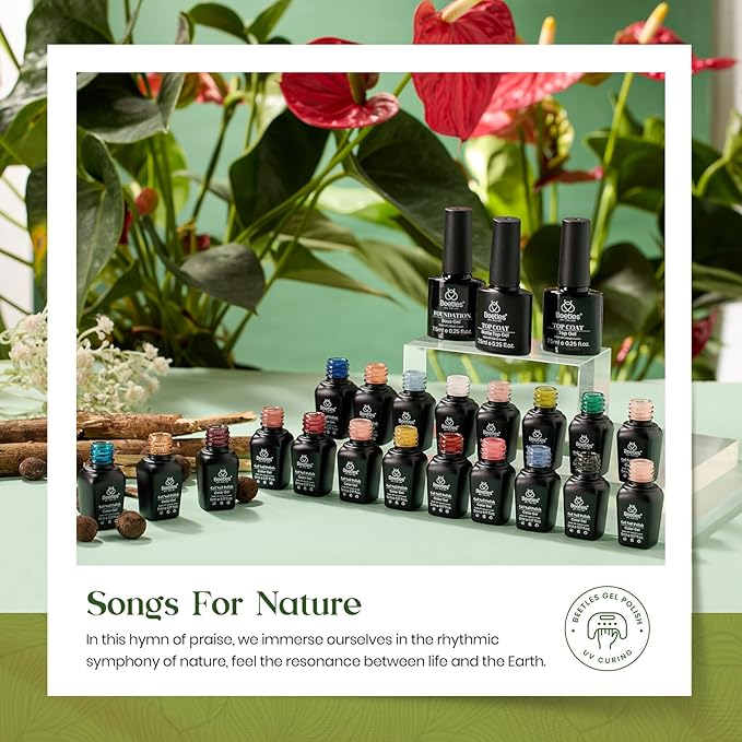 Beetles Brown Gel Polish Set - 20 Colors Nude Gel Nail Polish Shimmer Brown Red Green Blue Glitter with Base&Top Coat Soak off UV DIY Home Fall Manicure Kit for Gift Set