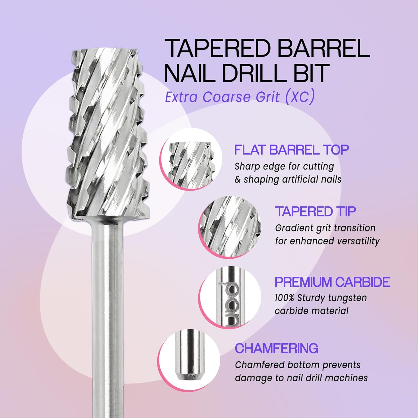 pana Professional USA Tapered Barrel Bit Nail Drill (Gold, Silver, Ceramic) (Extra Coarse (Silver))