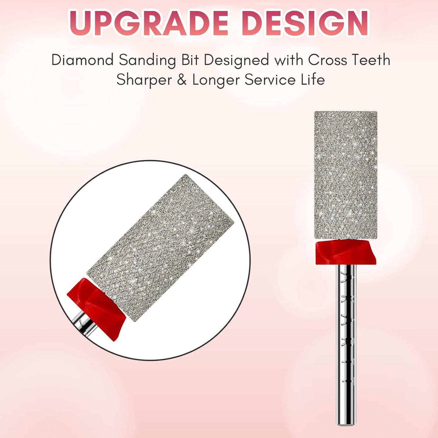 Makartt Nail Drill Bits - Large Barrel Carbide Diamond Sanding Buffer Bit for Nail Prep Cuticle Remove, Upgrade Drill Tips with Cross Teeth and Dust-Proof Ring for Manicure Salon, F #320 Grit