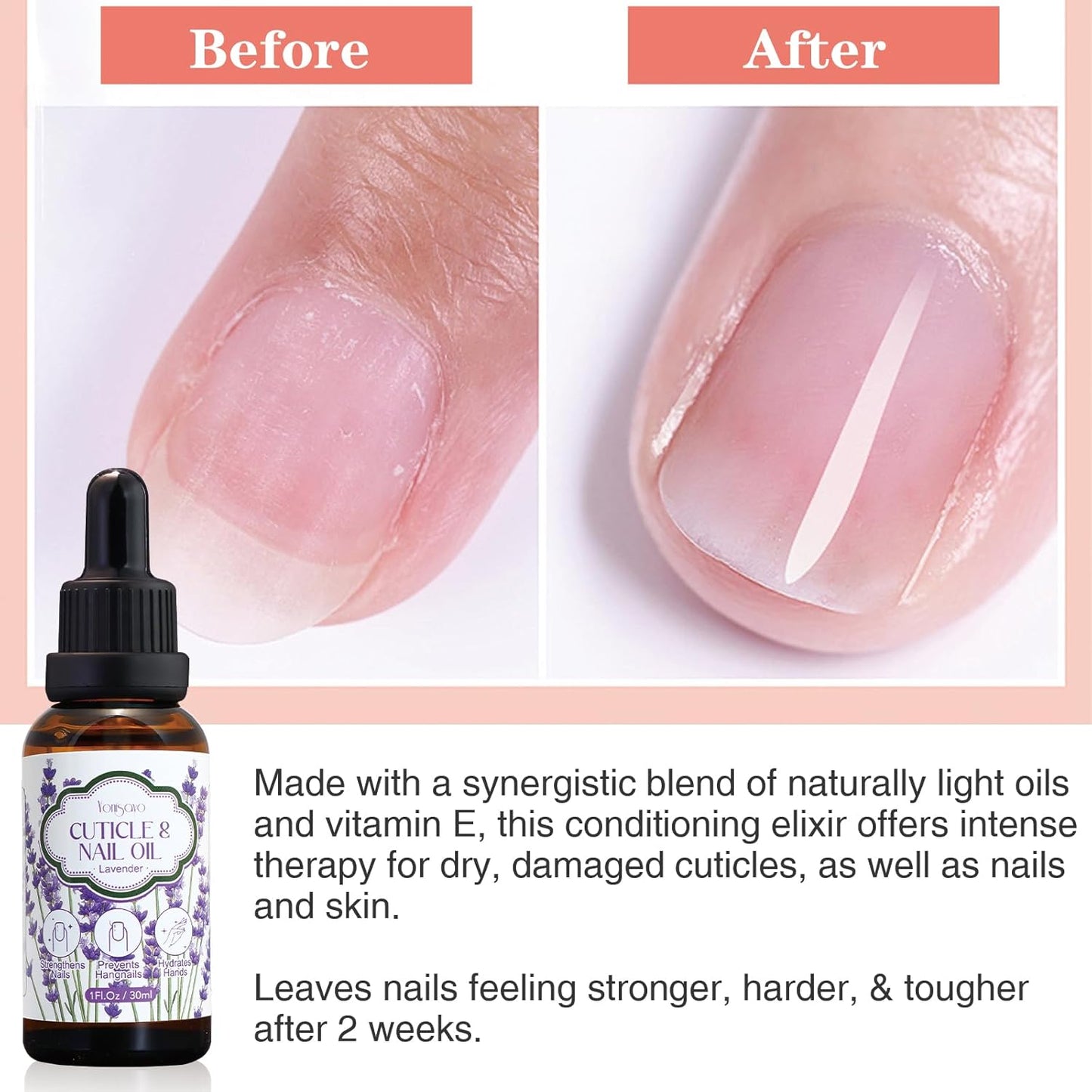 3 Pack Lavender Cuticle Oil, Nail & Hand Moisturizer for Dry Cuticles & Stronger Nails