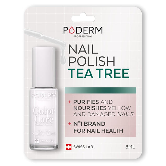 PODERM - Nail Polish – Enriched with Tea Tree – Improves nail appearance – Ingredients Natural/Vegan - foot/hand - Swiss Made (French White)