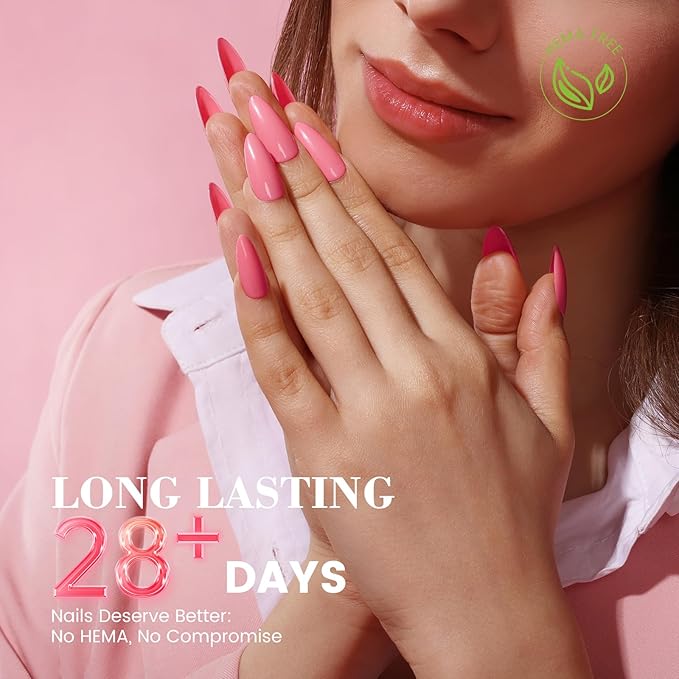 HEMA-Free Pink Gel Nail Polish, 18 ML Pastel Pink Spring Summer Color Gel Polish for Women Girls Gift, Soak Off High Gloss Professional Gel for Nail Art Salon & Home DIY Manicure