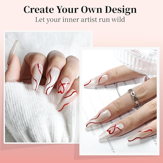 JODSONE 10ml Nail Art Gel Liner Red Gel Nail Polish Need U V Lamp Cured with Thin Brush Gift for Girls at Home DIY