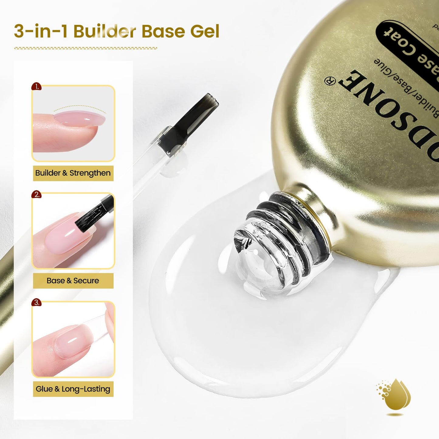JODSONE Top Coat & Base Coat Gel Polish,2Pcs 16.5ml No Wipe Base Coat and Top Coat Set for Long Lasting Need U V Lamp Cured at Home DIY Nail Salon Girl Gift