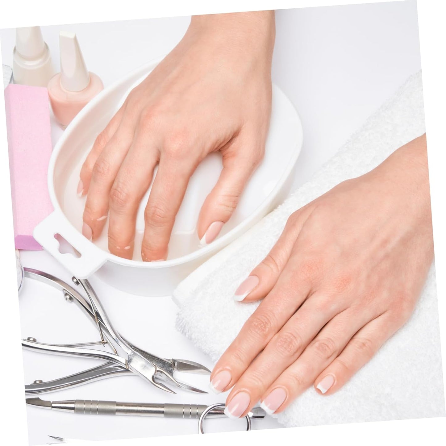 Single-layer Nail Care Soaking Bowl for Manicure Rectangular Soak Tray for Nail Art and Cuticle Treatment White Color for Salon and Home Use