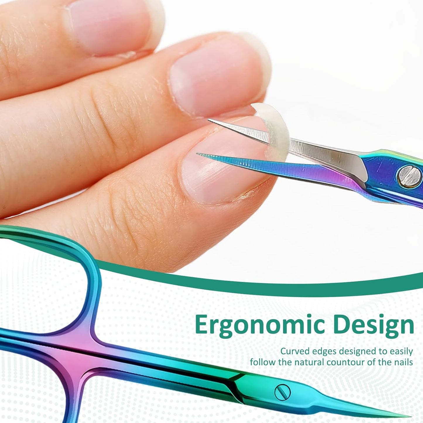 Nail Cuticle Scissors 2Pcs small scissors Stainless Steel Cuticle skin tag scissors Extra Fine Curved Color Manicure Scissors Nail Scissors Suitable for Eyebrows Eyelashes And Nail Trimming