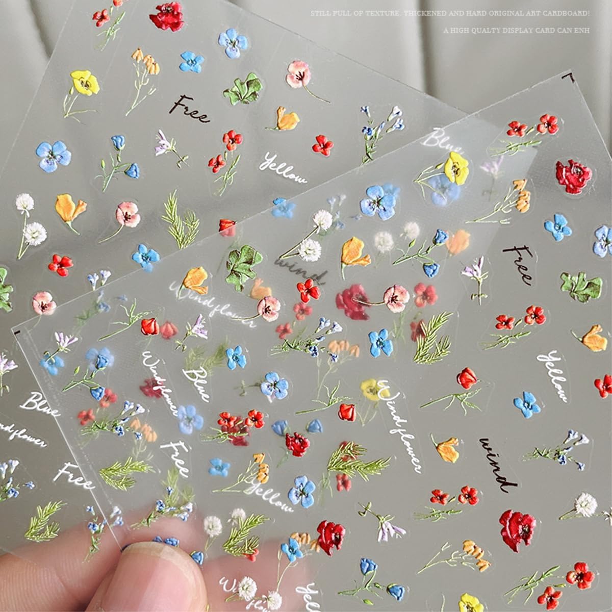 5D Embossed Flower Nail Stickers Flowers Nail Art Decals Nail Design Self Adhesive Nail Decals Flower Nail Art Spring Nails Decoration for Women DIY Manicure