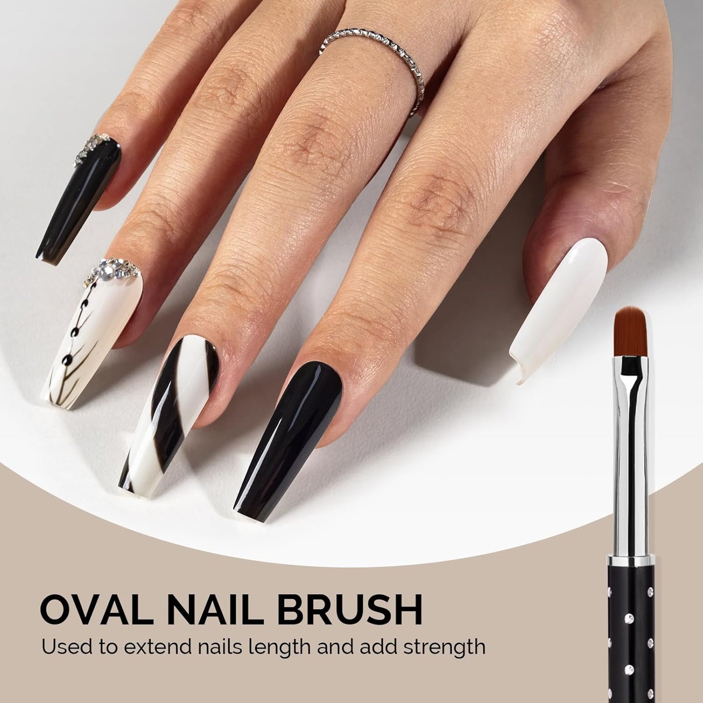 MelodySusie 6pcs Nail Art Brushes Set, Professional Pen Nail Gel Brush, Nail Extension and Builder Brush, Liner Brush 3 Sizes, Fashion Design for Home DIY Salon Use, Black
