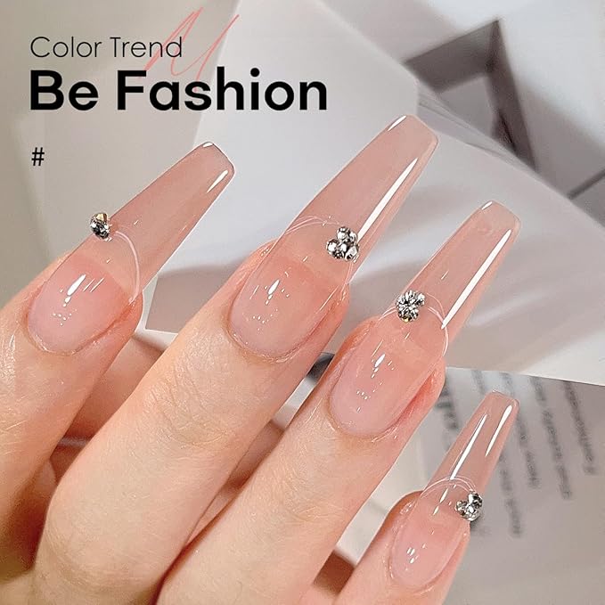 Sheer Nude Pink Gel Nail Polish LED UV Gel Soak Off Clear Elegant French Manicure Jelly Nail Polish Varnish 15ml for Home Salon Nail Art DIY X09