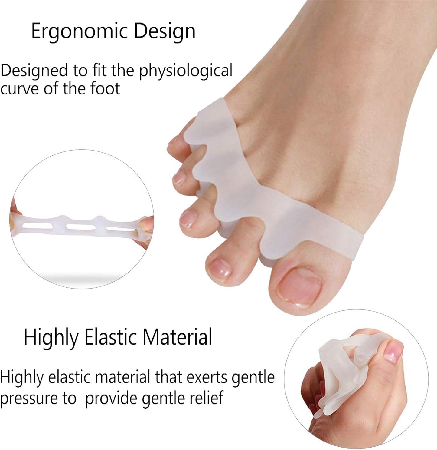Toe Separators & Spacers,Use for Health & Beauty Pedicures,Plantar Fasciitis, Hammer Toes, Claw Toes & Other Foot Conditions,Pedicures for Men and Women(2 Pcs) - White