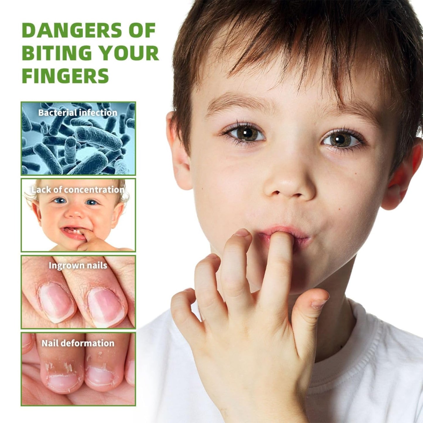 Nail Biting Prevention for Kids & Adults - Anti-Nail Biting Pen, Bitter Tast Nail Polish, 2-in-1 Nail Strengthener & Repair, Thumb Sucking Deterrent
