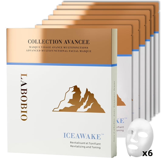 Iceawake Advanced Multifunctional Facial Mask – 6x20ml | Hydrating & Revitalizing Face Mask with Probiotics, Prebiotics, Natural Extracts – Skin Microbiome Care – All Skin Types