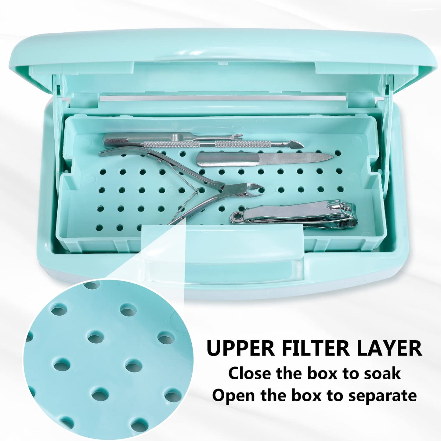 Plastic Sterilizing Tray,Sterilization Box,Nail Art Tool Sterilizer Tray, Sterilizer Tray Box Nail Art Salon Sterilizing Too（Blue）