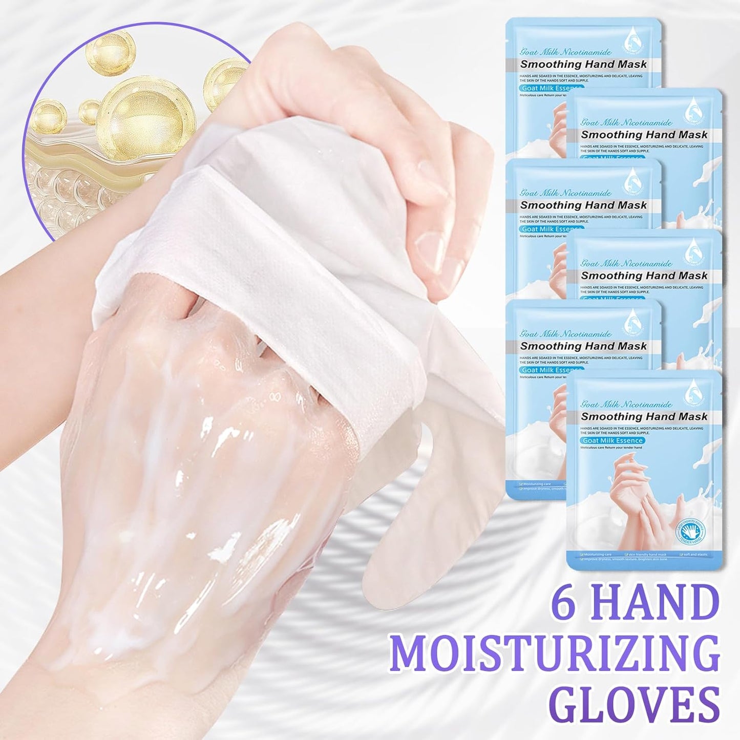 Hand Mask Moisturizing Gloves 6 Pack,Hydrating Hand Mask for Women,Soft Gloves for Dry Cracked Skin J