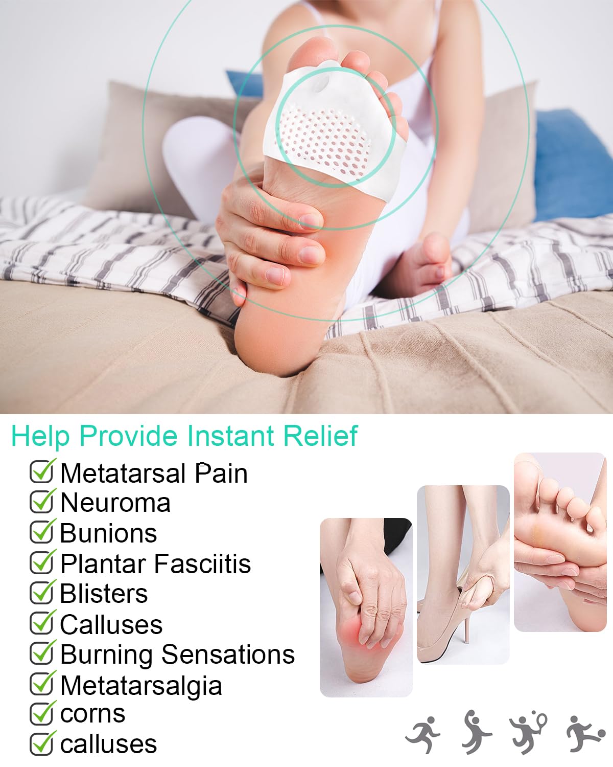 1 Pair Metatarsal Pads Toe Separators for Bunion Correction,Soft and Breathable Hammer Toe Corrector Toe Spacers for Women Men Feet Relief