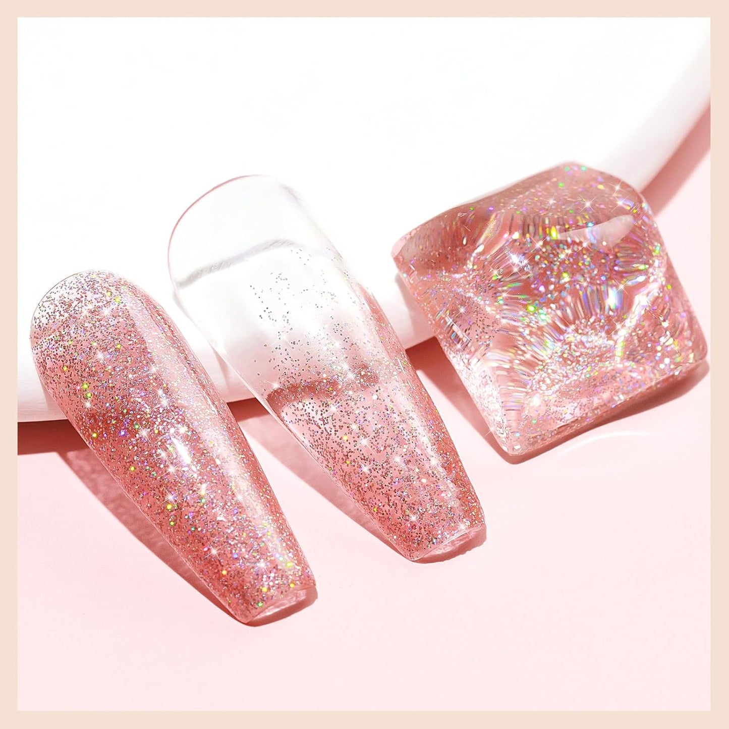 Glitter Nail Polish Quick Dry 12ML Shimmer Holographic Reflective Nail Polish Air Fast Drying Iridescent nail polish Light Brown Varnish Nail Lacquer Nail Art for Beginner-1PC