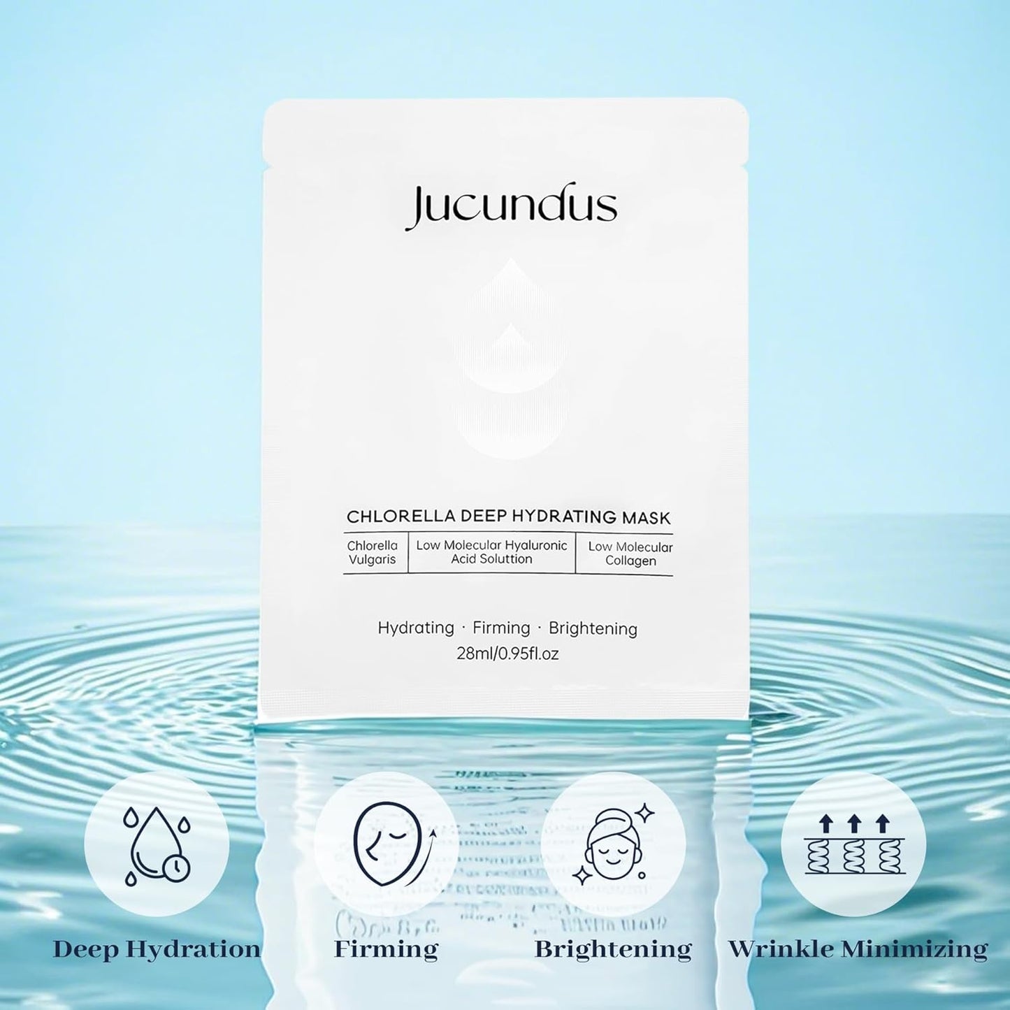Chlorella Deep Hydrating Mask,with Bio-Collagen,Hyaluronic Acid and Chlorella | Sheet Facial Mask Skincare | Improves Hydrating,Firming,Glowing | Skin moisturizer masks,5ea