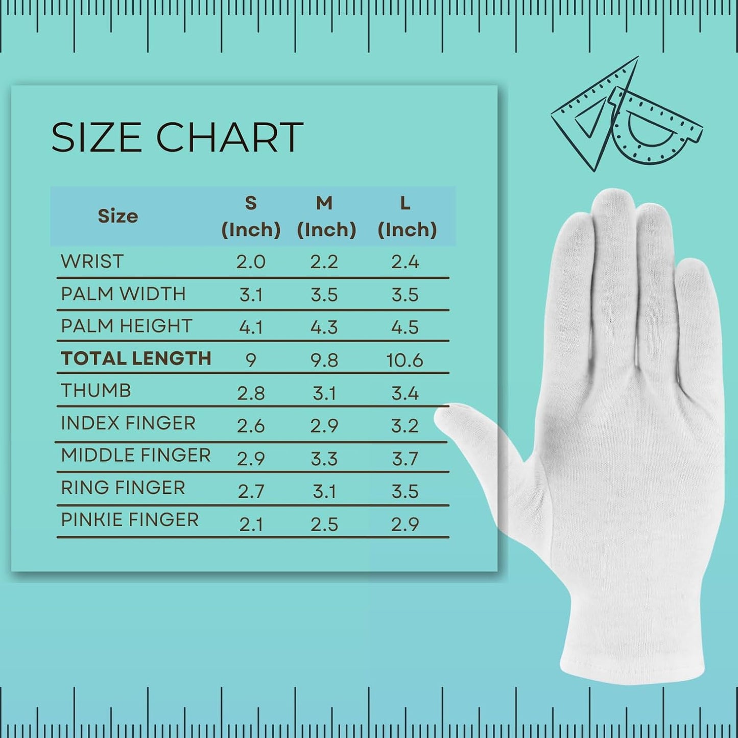 12 Pairs Cotton Gloves, White Gloves for Dry Hands, Cotton Gloves for Sleeping, Moisturizing Night Gloves, White Gloves 100% Cotton, Size M (12 Pairs)