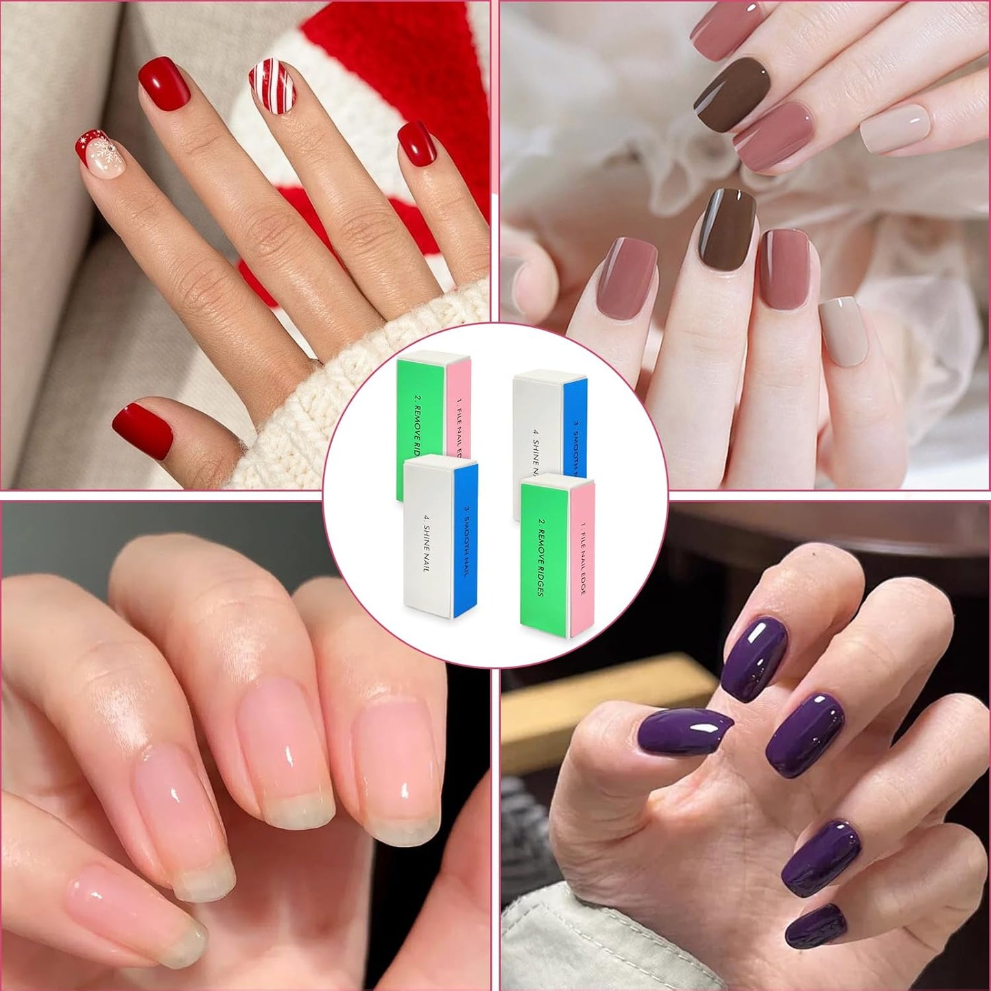12-Piece White Sponge Nail Buffer Block, 4-Way Nail File and Buffer for Nail Care, Ideal for Salon and Home Manicures
