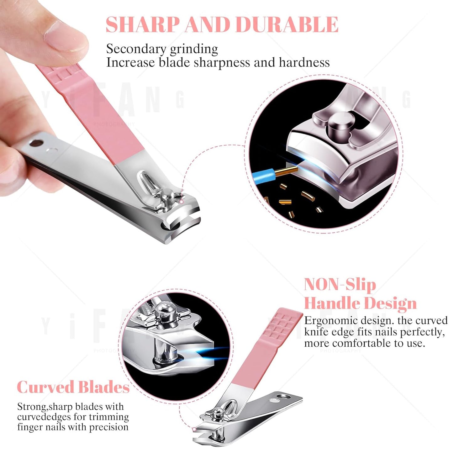 Women' Manicure Set Pedicure Kit Nail Clippers Set Fingernail Clipper Set Ingrown Toenail Nail Kit Scissor Nail Trimmer Kit 15 in 1 Travel Nail Kit Care Grooming Tools with Fine Case Gift (Pink 15)