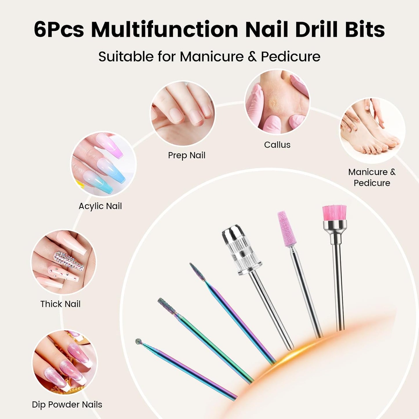 Lavinda 35000RPM Electric Nail Drill, Cordless Nail Drill Machine Portable Rechargeable Nail Efile for Acrylic Gel Nails, Manicure Pedicure Polishing Shaping Tool for Salon Home Use-Zebra Pattern