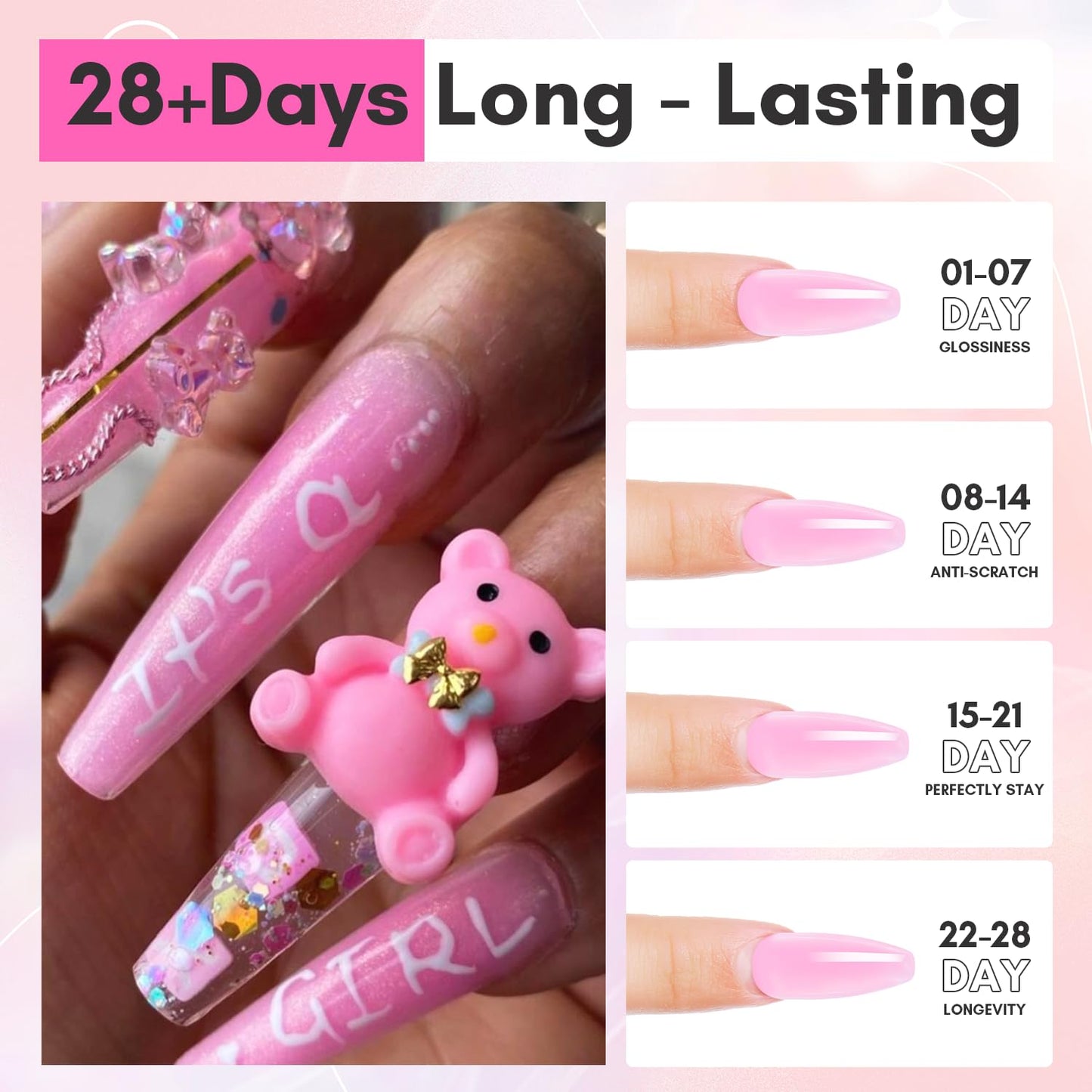 Makartt Poly Nail Gel-50ML Soft Pink Color, Strong Builder for Extension Overlay Strengthener 3D Diy, Long-lasting for Nails French Manicures Home Salon-Calla Lily