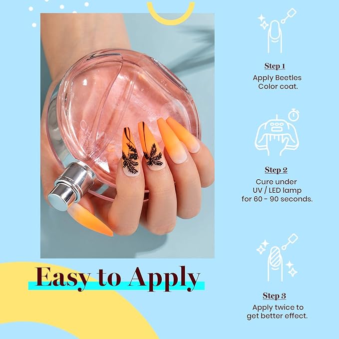 Beetles Orange Gel Polish Halloween Gel Nail Polish Bright Neon Yellow Gel Polish Color Soak Off UV LED Nail Lamp 15ml Gift for Women Vibrant Tangerine