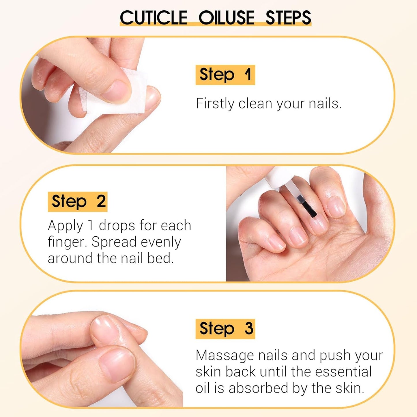 Cuticle Oil, 15ml Cuticle Oil for Nails on Brush with Vitamin E & Rose Oil, Nourishing, Strengthening, Moisturizing, Repairs Dry Cuticles & Damaged Nails, Fast Absorbing Nail Treatment