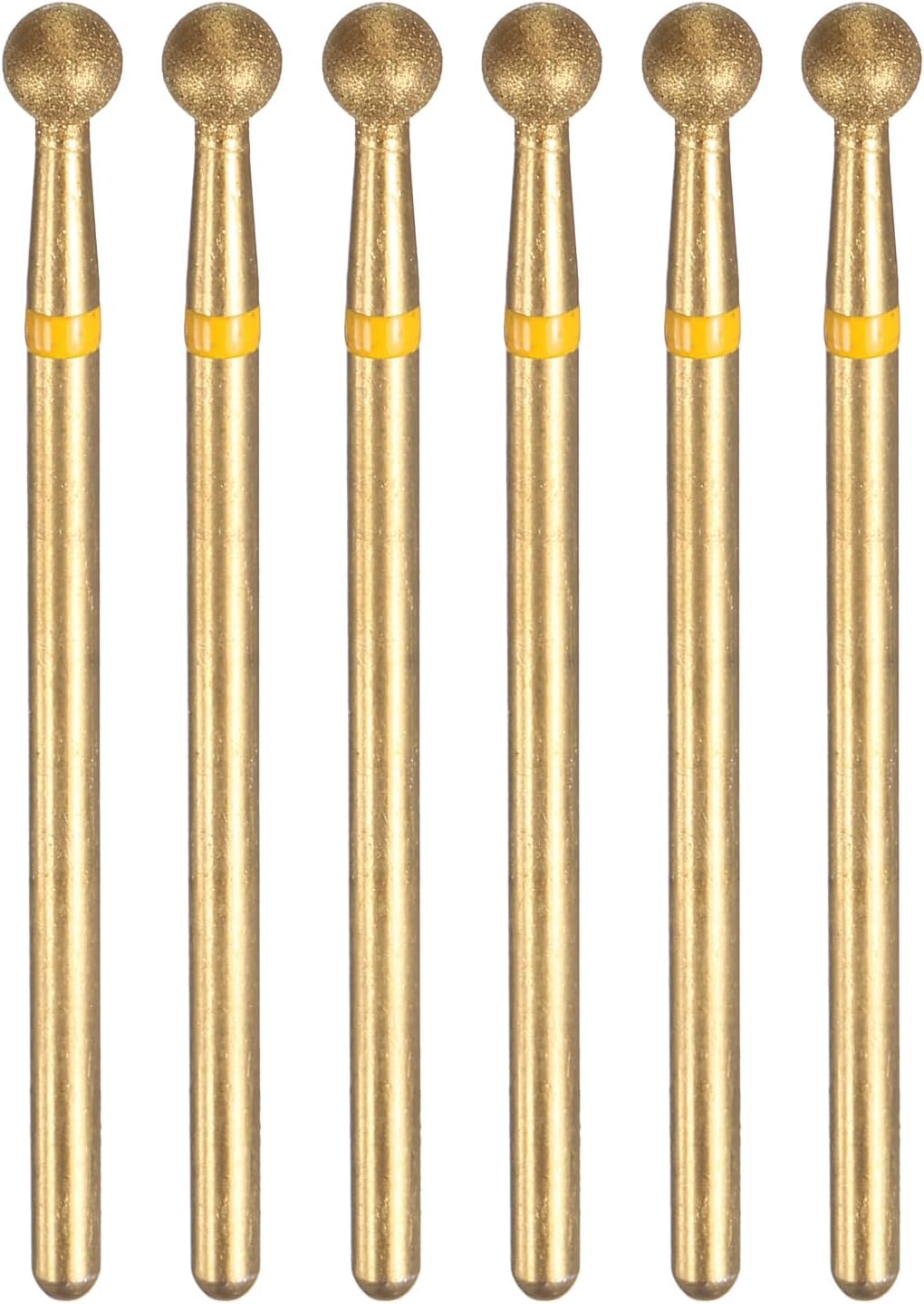 HARFINGTON 6pcs 325-400 Grits Diamond Grinding Bit 4mm Ball Head 2.35mm Shank 4mm Length Titanium Plated Stone Sanding Drill Bits Rotary Tool for Nails Grinding Polishing