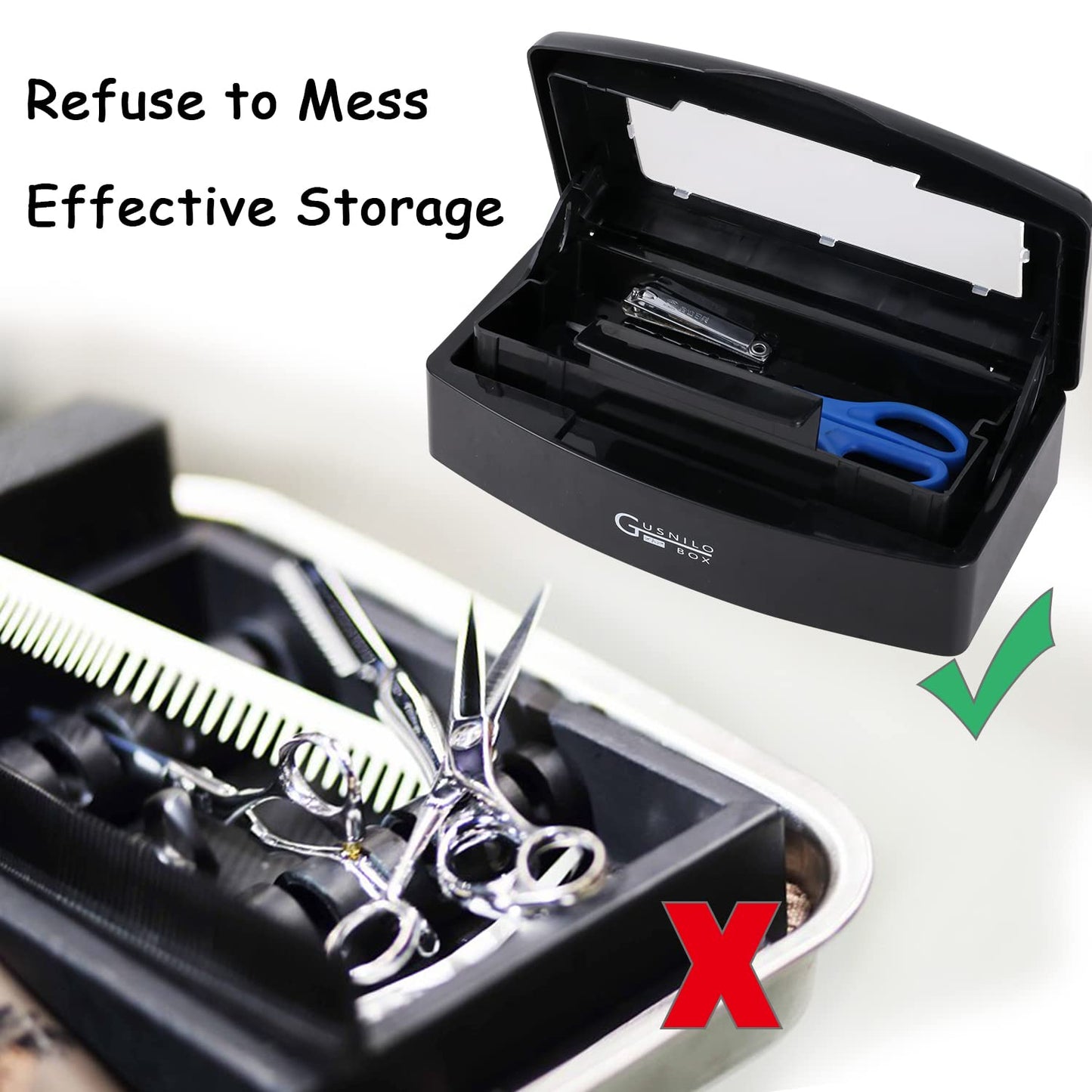Gusnilo nail art tools sterilizer box for nail tools, tweezers, hair salon, spa and trimmer manicure equipment (1 piece, black)