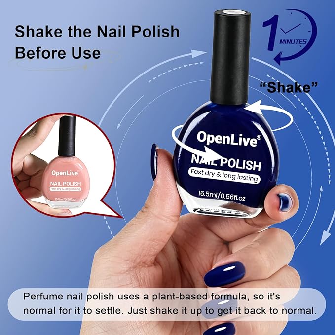 16.5ml Dark Blue Perfume Nail Polish Large Volume Quick Dry Nail Polish, Long Lasting Shine, Fingernail Toenail Nail Art DIY Home Travel Nail Art Gift